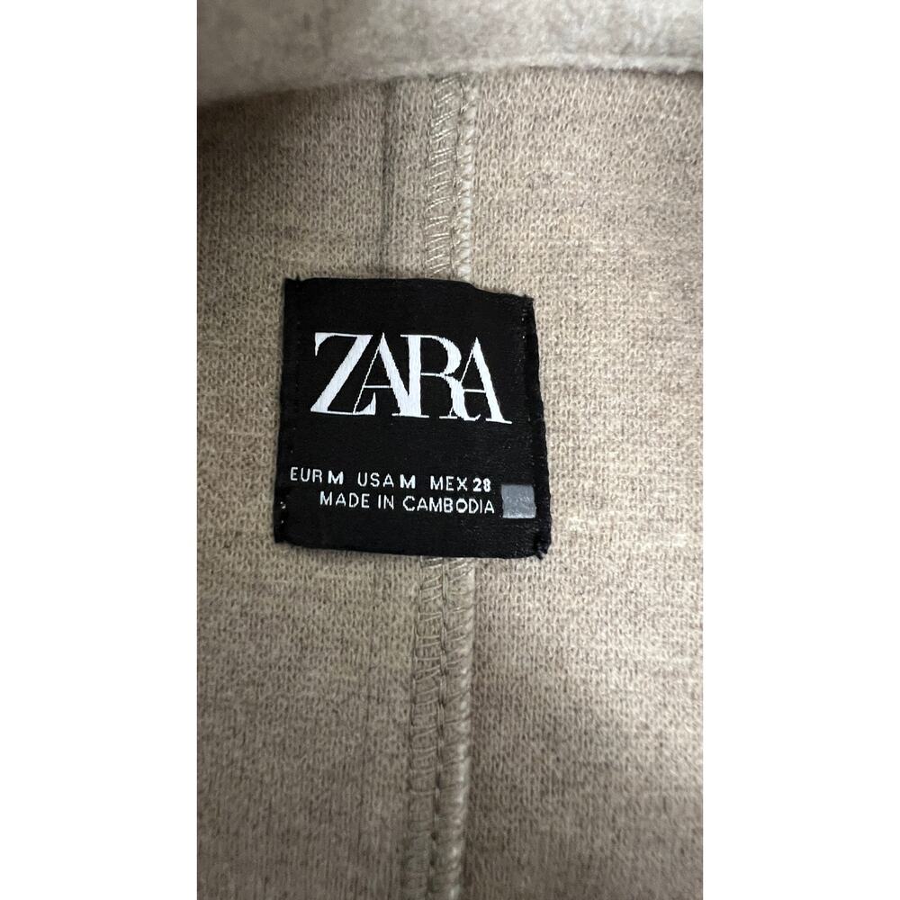 ZARA Minimalist Wool Blend Funnel Neck Coat M Beige Soft Tailored Look - Picture 4 of 4